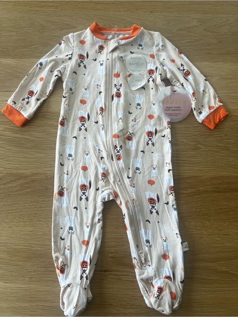 🎃  Milkberry Halloween Bamboo Footie- Halloween Dogs 🎃